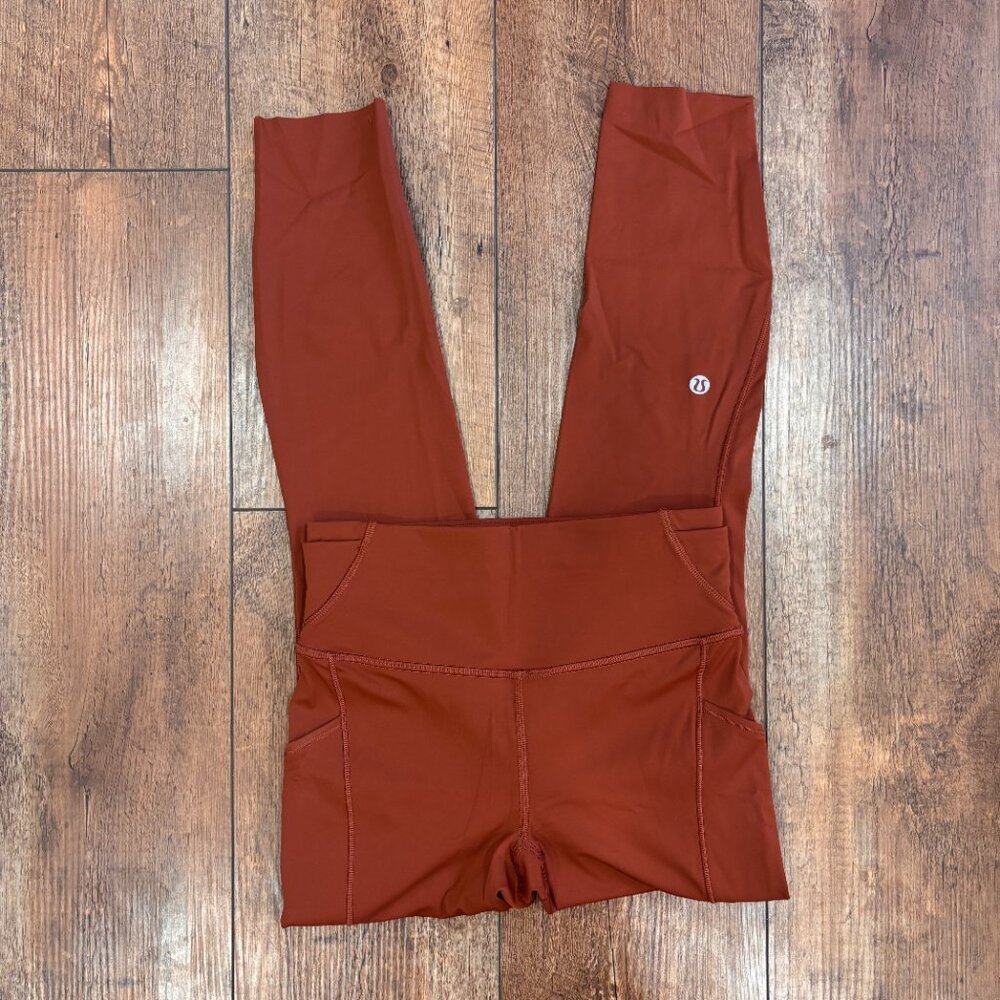 Lululemon Fast and Free High-Rise Tight 25” Pockets Dark Terracotta Womens Sz 4 - Picture 2 of 7